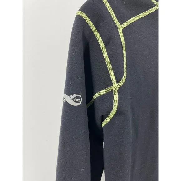 REI Women's Black Neon Green Stitching 1/4 Zip Stretch Fleece Sweatshirt Size L - Picture 8 of 15